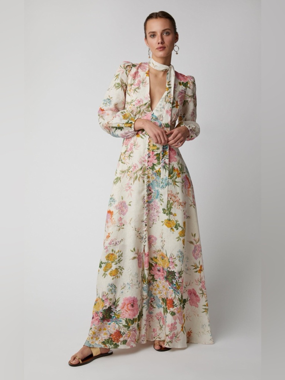 Zimmermann Multicolor Floral Print Linen Heathers Maxi size 3 - Picture 4 of 9